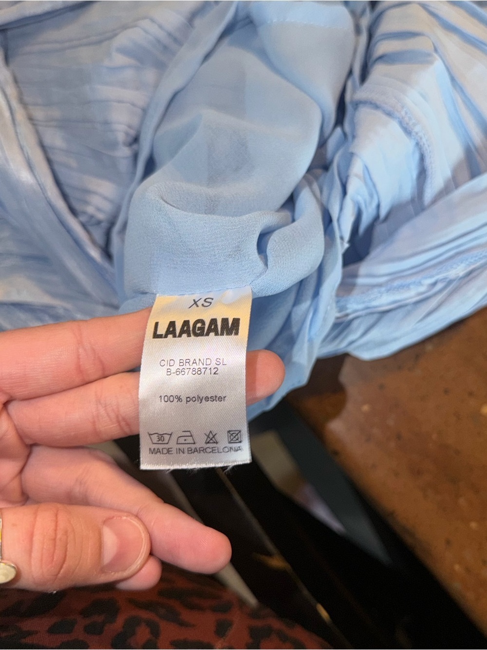 LAAGAM Blue Crinkle Pleated Maxi Skirt XS Made in Barcelona - Picture 4 of 5
